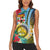 Vanuatu Malampa Fiji Day Women Sleeveless Polo Shirt Happy 10 October With Maps Tropical Flowers