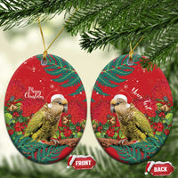 Personalised New Zealand Kakapo Christmas Ceramic Ornament Meri Kirihimete Silver Fern Mix Pohutukawa