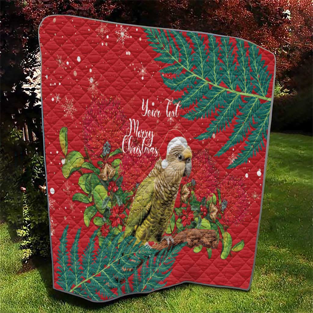 Personalised New Zealand Kakapo Christmas Quilt Meri Kirihimete Silver Fern Mix Pohutukawa
