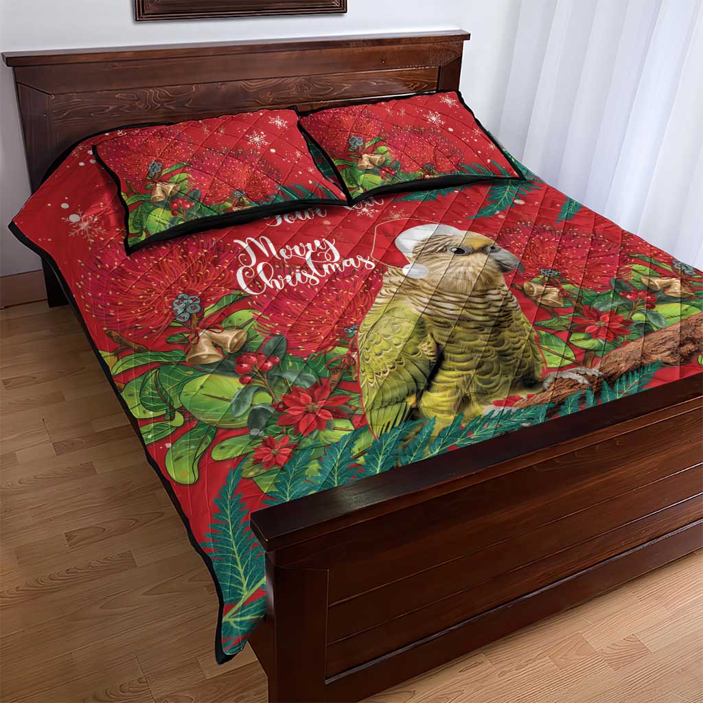 Personalised New Zealand Kakapo Christmas Quilt Bed Set Meri Kirihimete Silver Fern Mix Pohutukawa