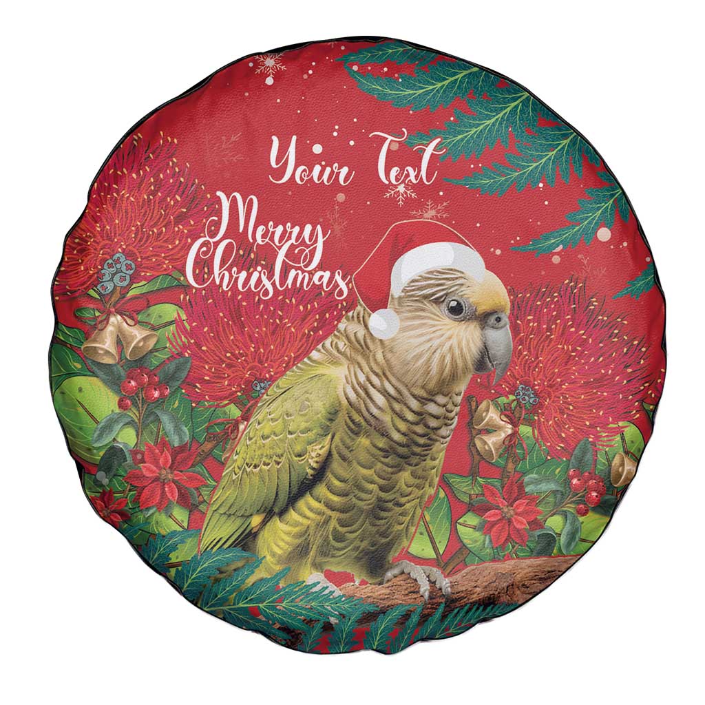Personalised New Zealand Kakapo Christmas Spare Tire Cover Meri Kirihimete Silver Fern Mix Pohutukawa