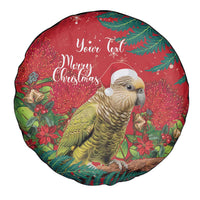 Personalised New Zealand Kakapo Christmas Spare Tire Cover Meri Kirihimete Silver Fern Mix Pohutukawa