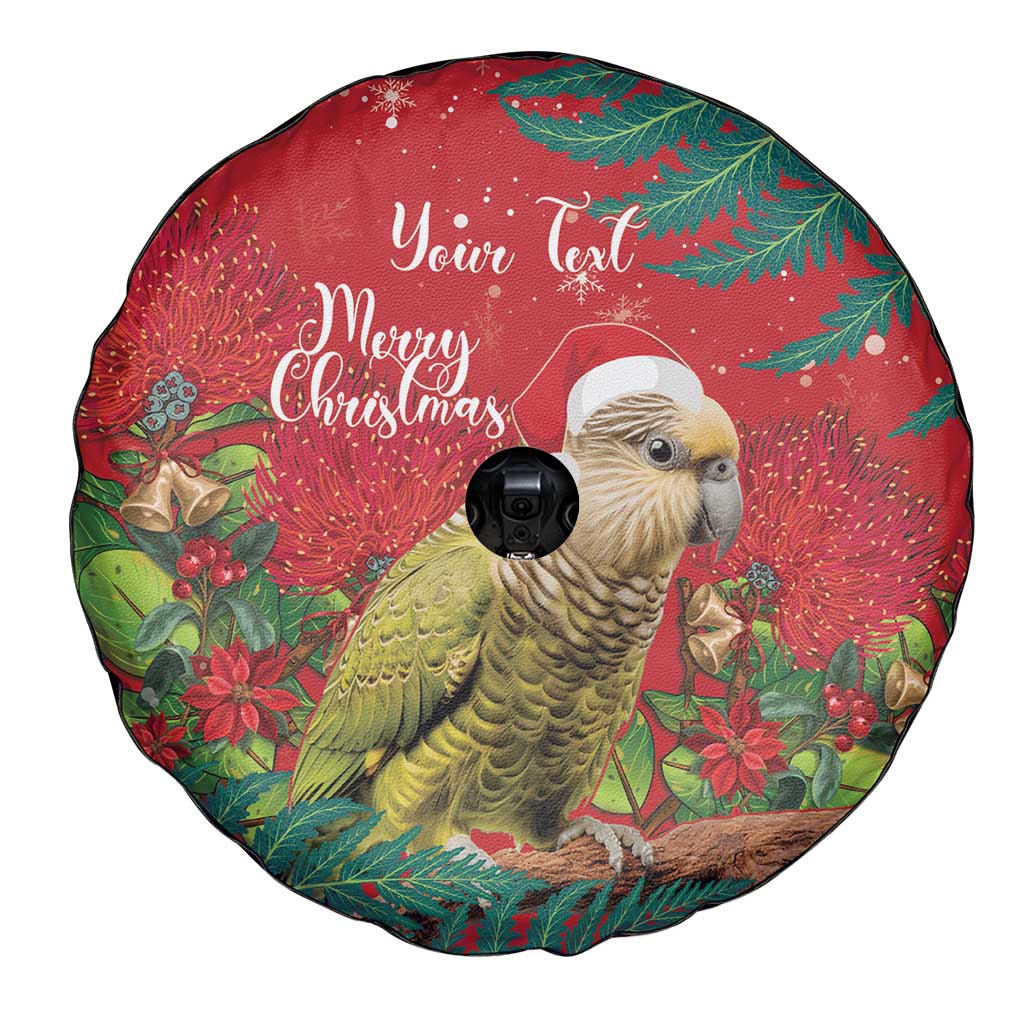 Personalised New Zealand Kakapo Christmas Spare Tire Cover Meri Kirihimete Silver Fern Mix Pohutukawa