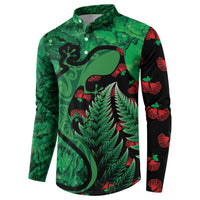 New Zealand Gecko Christmas Button Sweatshirt Meri Kirihimete Paua Shell Mix Pohutukawa