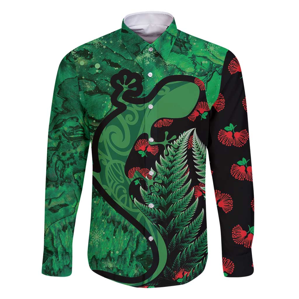 New Zealand Gecko Christmas Family Matching Mermaid Dress and Hawaiian Shirt Meri Kirihimete Paua Shell Mix Pohutukawa