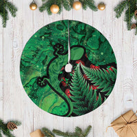 New Zealand Gecko Christmas Tree Skirt Meri Kirihimete Paua Shell Mix Pohutukawa