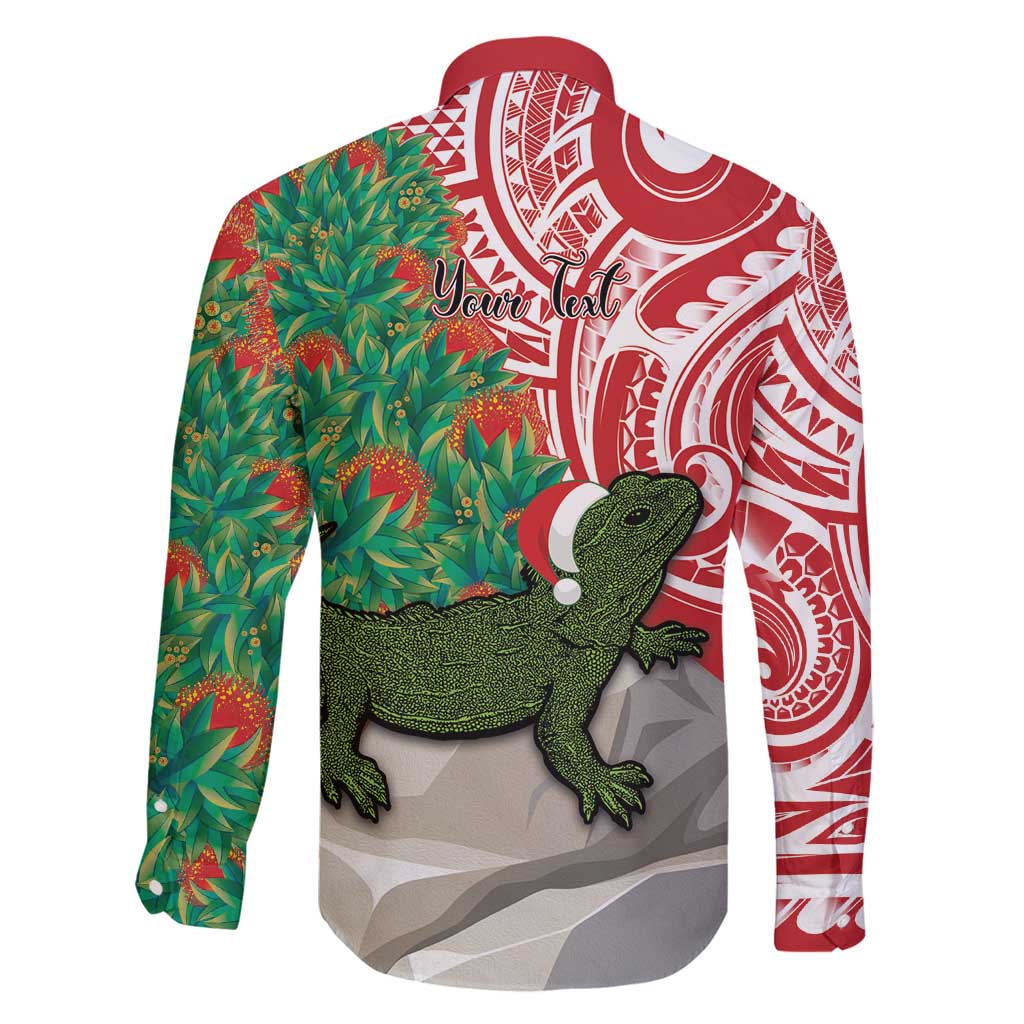 Personalised New Zealand Tuatara Christmas Family Matching Mermaid Dress and Hawaiian Shirt Meri Kirihimete Aotearoa Maori Mix Pohutukawa