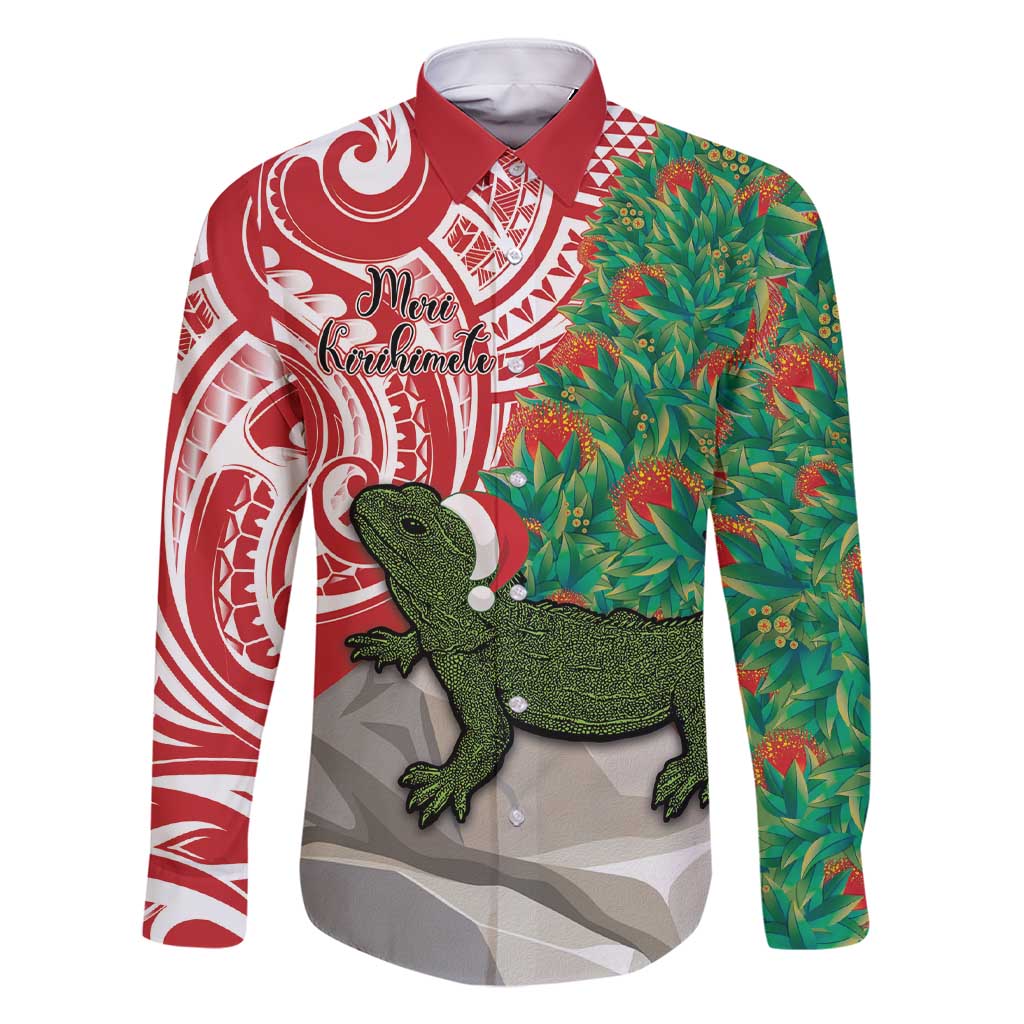 Personalised New Zealand Tuatara Christmas Family Matching Short Sleeve Bodycon Dress and Hawaiian Shirt Meri Kirihimete Aotearoa Maori Mix Pohutukawa