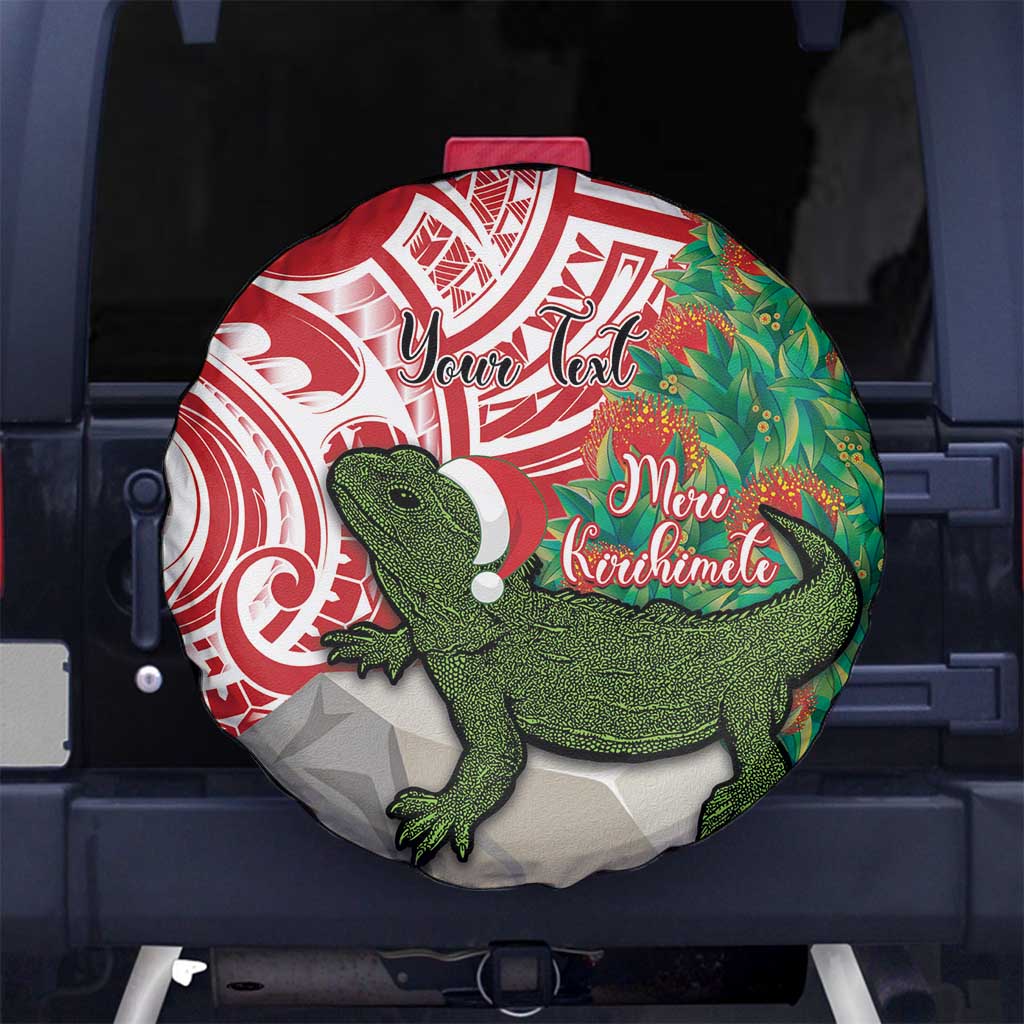 Personalised New Zealand Tuatara Christmas Spare Tire Cover Meri Kirihimete Aotearoa Maori Mix Pohutukawa