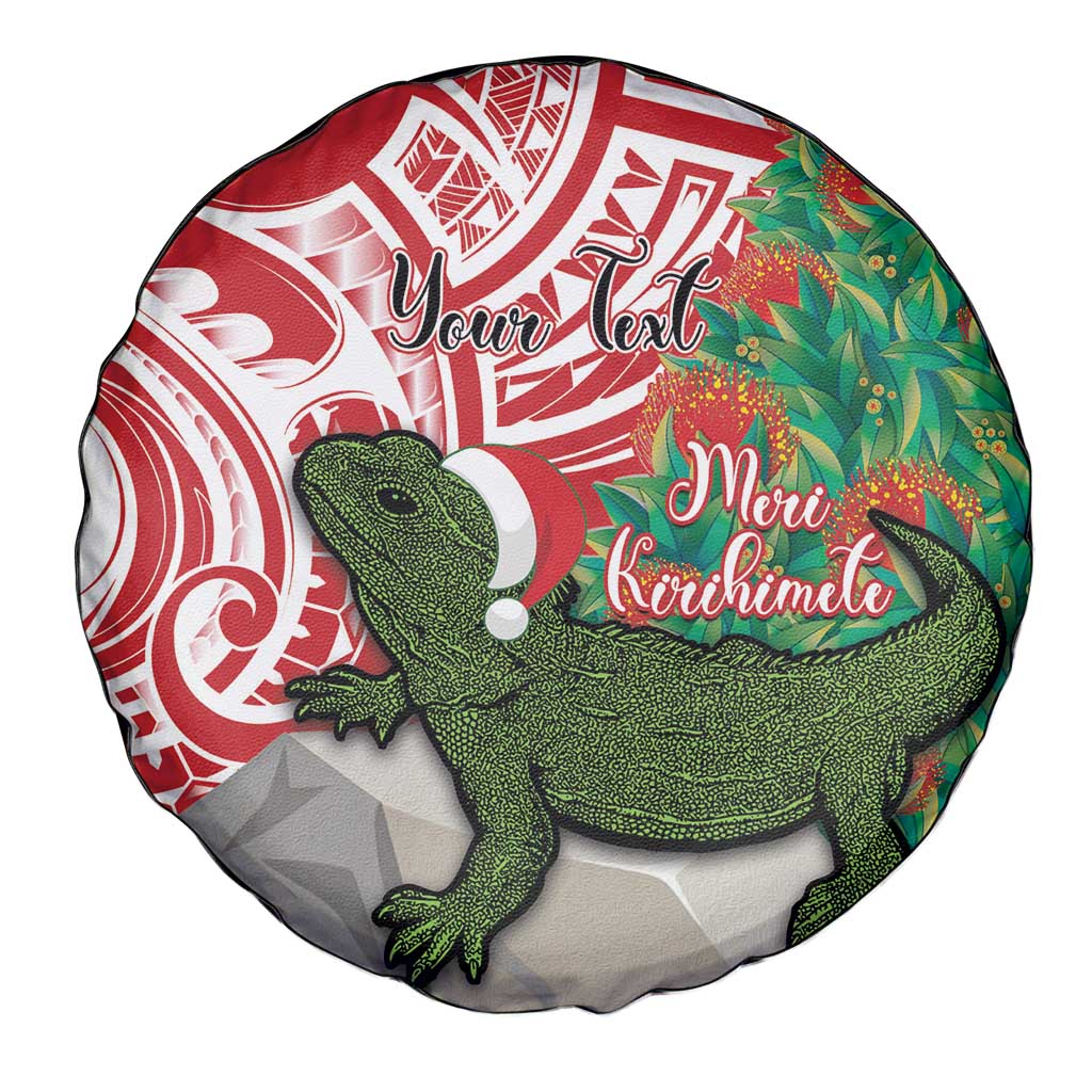 Personalised New Zealand Tuatara Christmas Spare Tire Cover Meri Kirihimete Aotearoa Maori Mix Pohutukawa