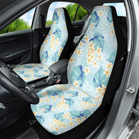 Pastel Cyan Tropical Hawaii Car Seat Cover Seamless Monstera Plumeria Hawaiian Pattern - Polynesian Pride