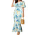 Pastel Cyan Tropical Hawaii Family Matching Mermaid Dress and Hawaiian Shirt Seamless Monstera Plumeria Hawaiian Pattern - Polynesian Pride