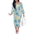 Pastel Cyan Tropical Hawaii Family Matching Off The Shoulder Long Sleeve Dress and Hawaiian Shirt Seamless Monstera Plumeria Hawaiian Pattern - Polynesian Pride