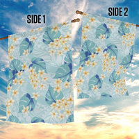 Pastel Cyan Tropical Hawaii Garden Flag Seamless Monstera Plumeria Hawaiian Pattern - Polynesian Pride