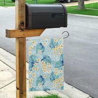 Pastel Cyan Tropical Hawaii Garden Flag Seamless Monstera Plumeria Hawaiian Pattern - Polynesian Pride