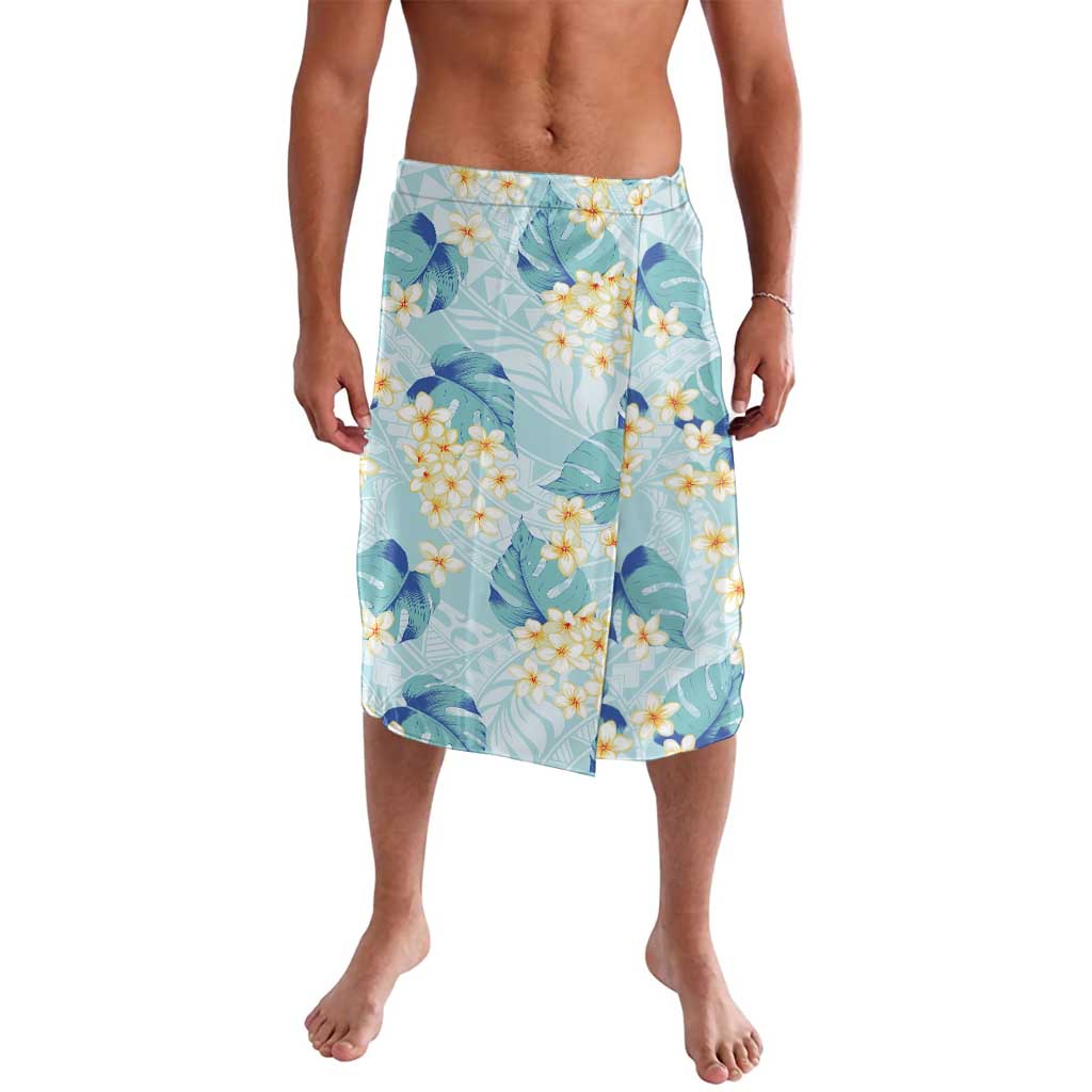 Pastel Cyan Tropical Hawaii Lavalava Seamless Monstera Plumeria Hawaiian Pattern - Polynesian Pride