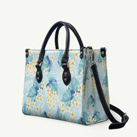 Pastel Cyan Tropical Hawaii Leather Bag Seamless Monstera Plumeria Hawaiian Pattern - Polynesian Pride