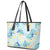 Pastel Cyan Tropical Hawaii Leather Tote Bag Seamless Monstera Plumeria Hawaiian Pattern - Polynesian Pride
