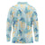 Pastel Cyan Tropical Hawaii Long Sleeve Polo Shirt Seamless Monstera Plumeria Hawaiian Pattern - Polynesian Pride
