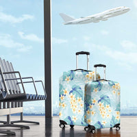 Pastel Cyan Tropical Hawaii Luggage Cover Seamless Monstera Plumeria Hawaiian Pattern - Polynesian Pride