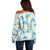 Pastel Cyan Tropical Hawaii Off Shoulder Sweater Seamless Monstera Plumeria Hawaiian Pattern - Polynesian Pride