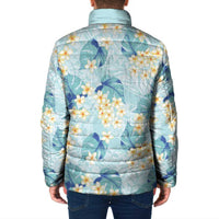 Pastel Cyan Tropical Hawaii Padded Jacket Seamless Monstera Plumeria Hawaiian Pattern LT14 - Polynesian Pride
