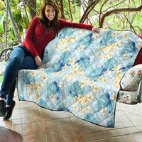 Pastel Cyan Tropical Hawaii Quilt Seamless Monstera Plumeria Hawaiian Pattern - Polynesian Pride