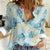 Pastel Cyan Tropical Hawaii Women Casual Shirt Seamless Monstera Plumeria Hawaiian Pattern - Polynesian Pride