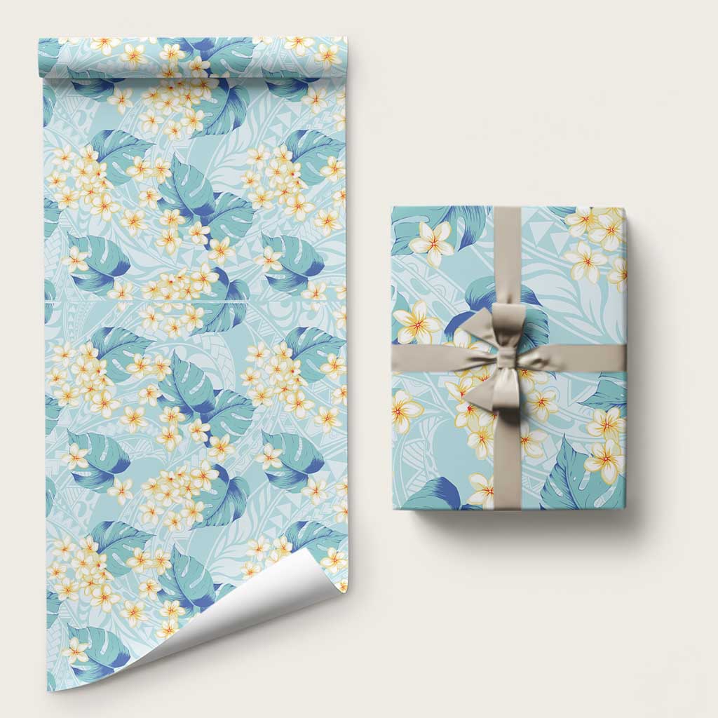 Pastel Cyan Tropical Hawaii Wrapping Paper Seamless Monstera Plumeria Hawaiian Pattern LT14 58" × 23" Pastel Cyan - Polynesian Pride