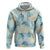 Pastel Cyan Tropical Hawaii Zip Hoodie Seamless Monstera Plumeria Hawaiian Pattern - Polynesian Pride