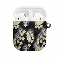 Black Tropical Hawaii AirPods Case Seamless Monstera Plumeria Hawaiian Pattern - Polynesian Pride
