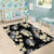 Black Tropical Hawaii Area Rug Seamless Monstera Plumeria Hawaiian Pattern - Polynesian Pride