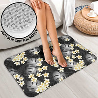 Black Tropical Hawaii Bathroom Set Seamless Monstera Plumeria Hawaiian Pattern - Polynesian Pride
