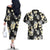 Black Tropical Hawaii Couples Matching Off The Shoulder Long Sleeve Dress and Hawaiian Shirt Seamless Monstera Plumeria Hawaiian Pattern - Polynesian Pride