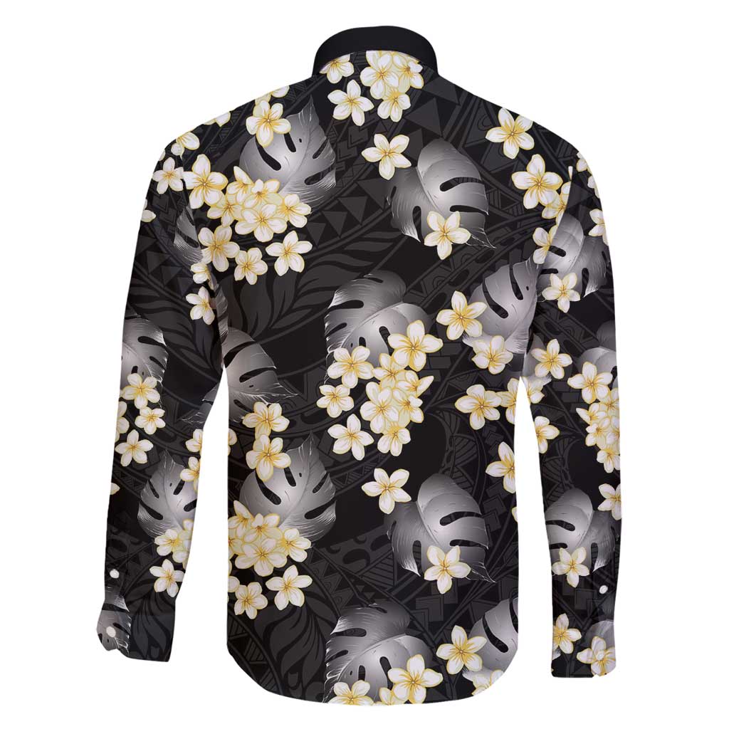 Black Tropical Hawaii Family Matching Mermaid Dress and Hawaiian Shirt Seamless Monstera Plumeria Hawaiian Pattern - Polynesian Pride