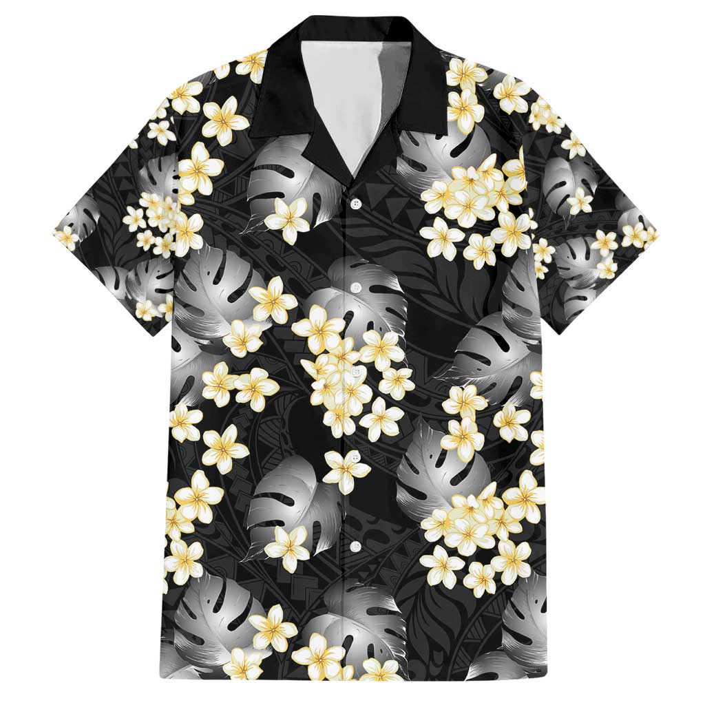 Black Tropical Hawaii Hawaiian Shirt Seamless Monstera Plumeria Hawaiian Pattern - Polynesian Pride