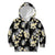 Black Tropical Hawaii Kid Hoodie Seamless Monstera Plumeria Hawaiian Pattern - Polynesian Pride