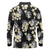 Black Tropical Hawaii Long Sleeve Polo Shirt Seamless Monstera Plumeria Hawaiian Pattern - Polynesian Pride