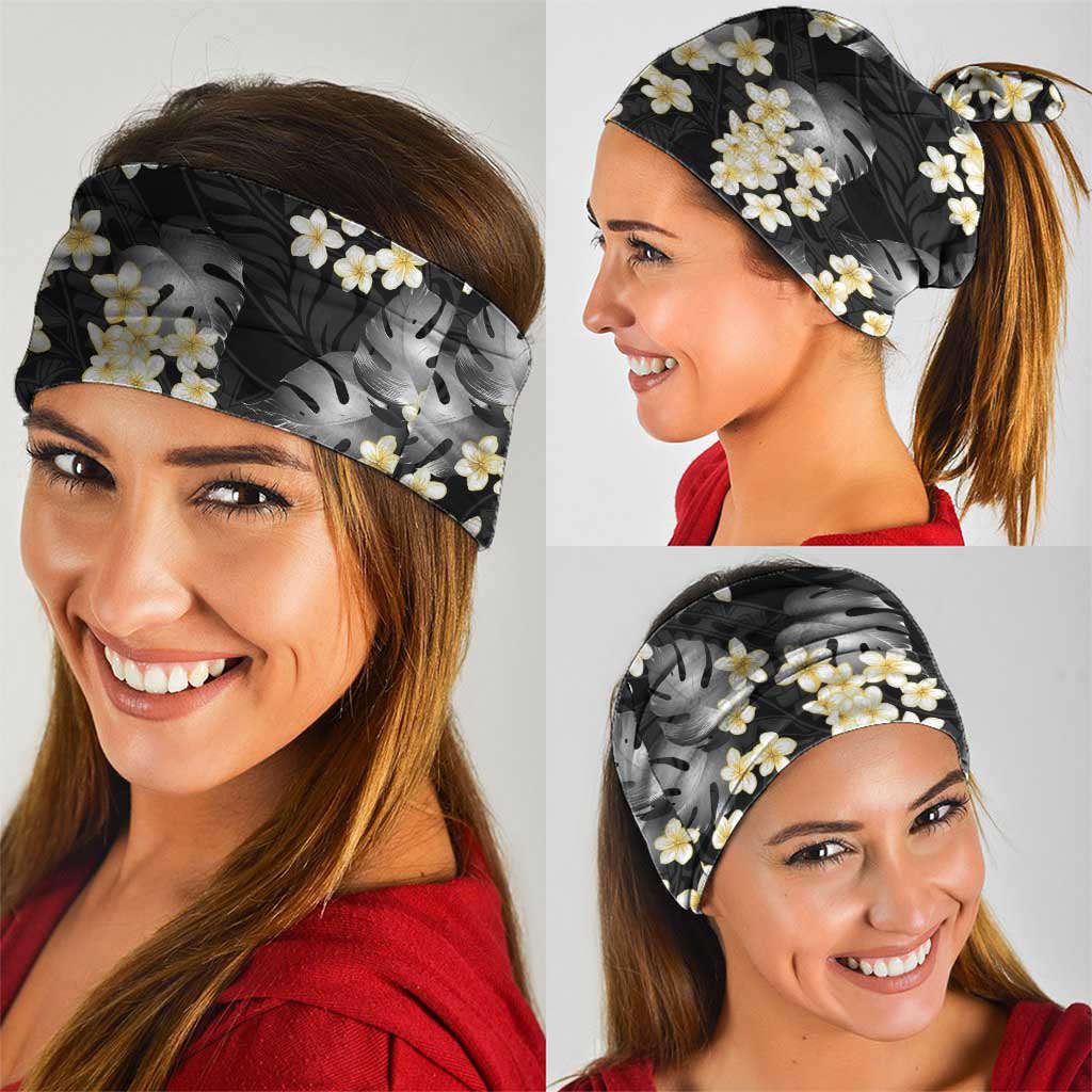 Black Tropical Hawaii Neck Gaiter Seamless Monstera Plumeria Hawaiian Pattern - Polynesian Pride