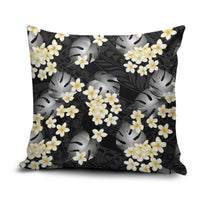Black Tropical Hawaii Pillow Cover Seamless Monstera Plumeria Hawaiian Pattern - Polynesian Pride