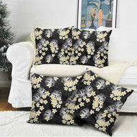 Black Tropical Hawaii Pillow Cover Seamless Monstera Plumeria Hawaiian Pattern - Polynesian Pride