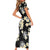 Black Tropical Hawaii Short Sleeve Bodycon Dress Seamless Monstera Plumeria Hawaiian Pattern - Polynesian Pride