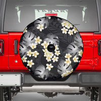 Black Tropical Hawaii Spare Tire Cover Seamless Monstera Plumeria Hawaiian Pattern - Polynesian Pride