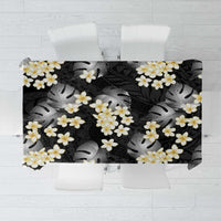 Black Tropical Hawaii Tablecloth Seamless Monstera Plumeria Hawaiian Pattern - Polynesian Pride