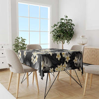 Black Tropical Hawaii Tablecloth Seamless Monstera Plumeria Hawaiian Pattern - Polynesian Pride