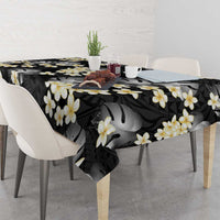 Black Tropical Hawaii Tablecloth Seamless Monstera Plumeria Hawaiian Pattern - Polynesian Pride