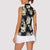 Black Tropical Hawaii Women Sleeveless Polo Shirt Seamless Monstera Plumeria Hawaiian Pattern - Polynesian Pride