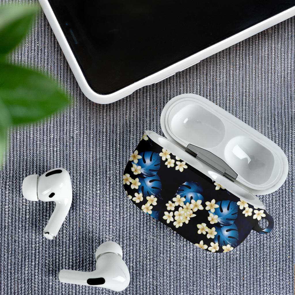 Blue Tropical Hawaii AirPods Case Seamless Monstera Plumeria Hawaiian Pattern - Polynesian Pride