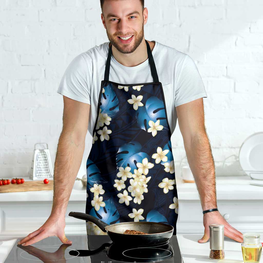 Blue Tropical Hawaii Apron Seamless Monstera Plumeria Hawaiian Pattern - Polynesian Pride