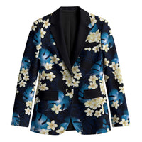Blue Tropical Hawaii Blazer Seamless Monstera Plumeria Hawaiian Pattern - Polynesian Pride